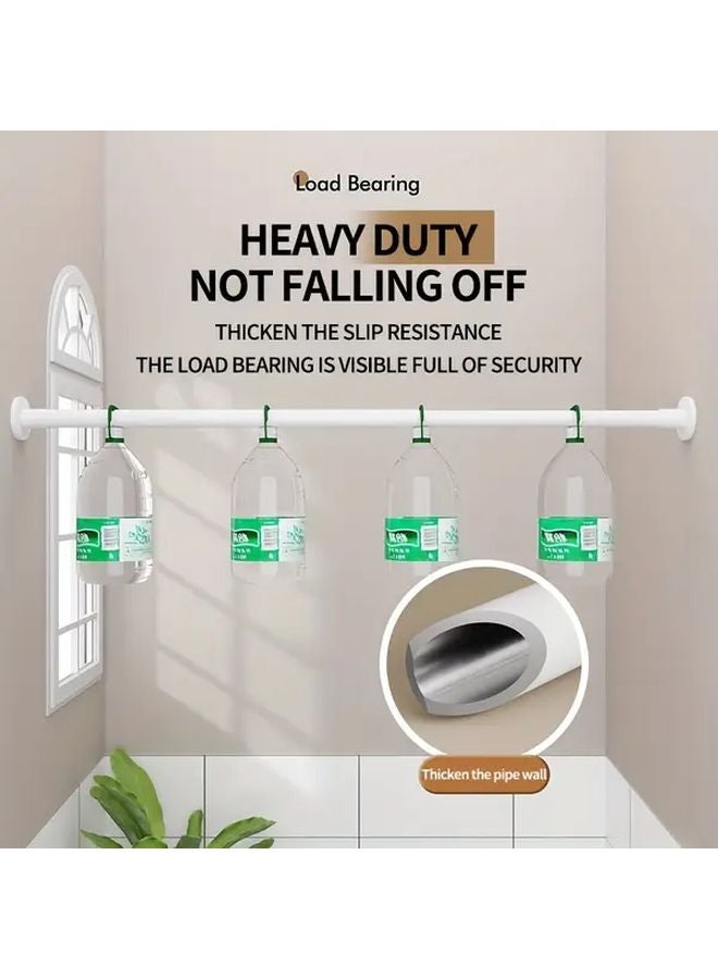 Adjustable Telescopic Shower Curtain Rod No Drilling Tension Mount White 110 200cm - Image 3
